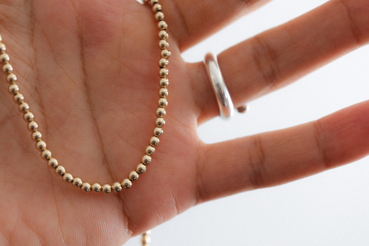 4mm Gold Filled Ball Bead Choker Layering Necklace Bride Bridesmaid Jewelry 14”