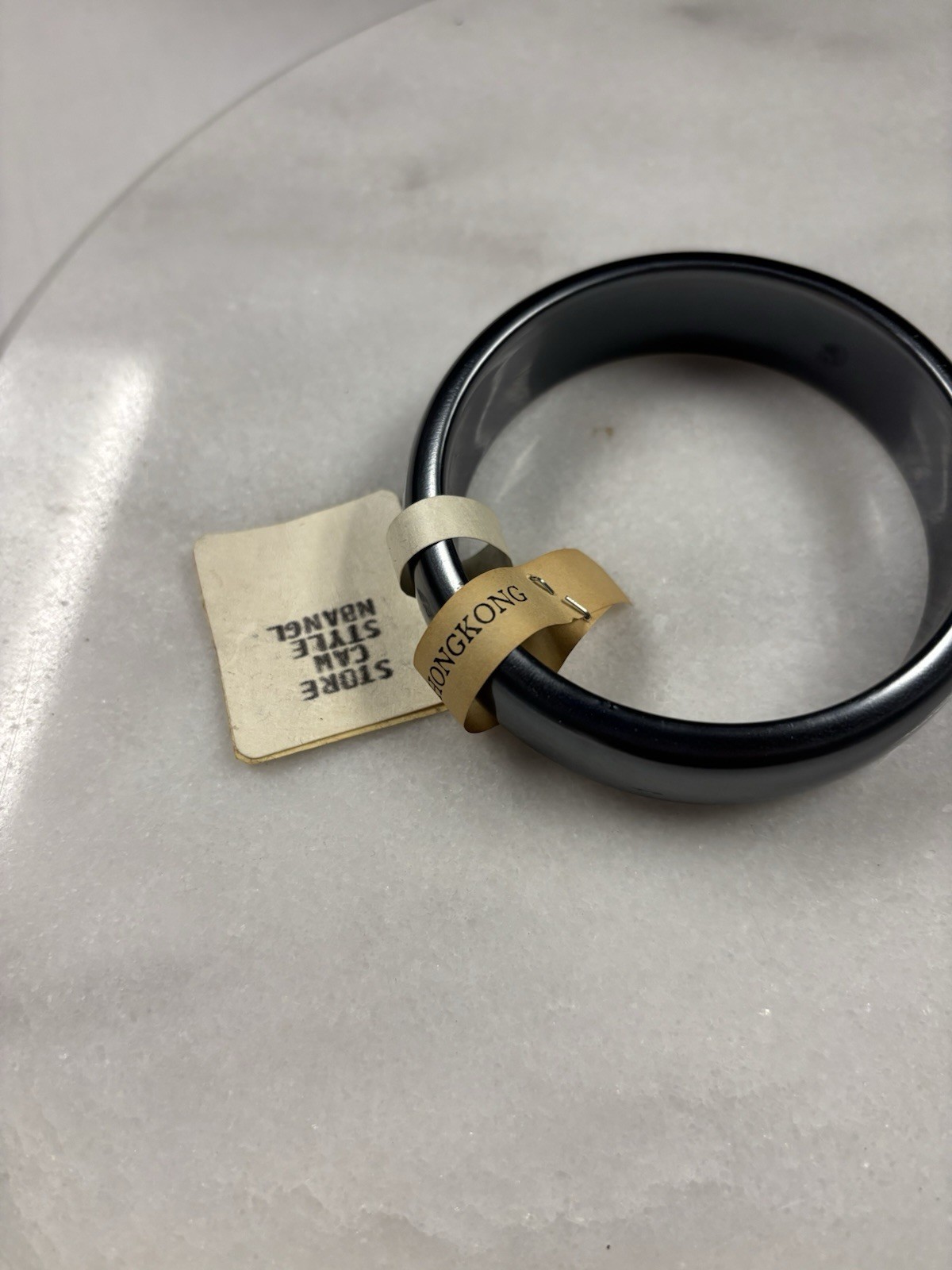 Black Bangle Appears Nephrite Jade With Tags