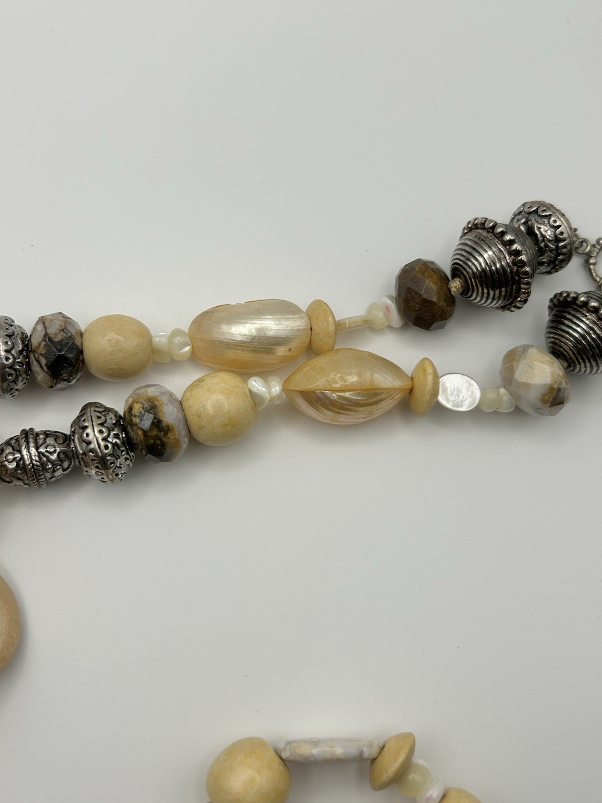 Chicos Six Necklace Lot Boho Beach Summer Stone Wood Beige Bib Bold Anniversary