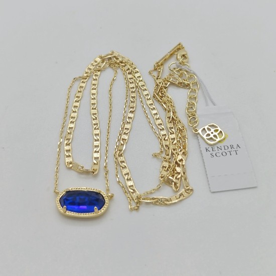 Kendra Scott Elisa Multi Strand Gold Pendant Necklace In Navy Blue Glass