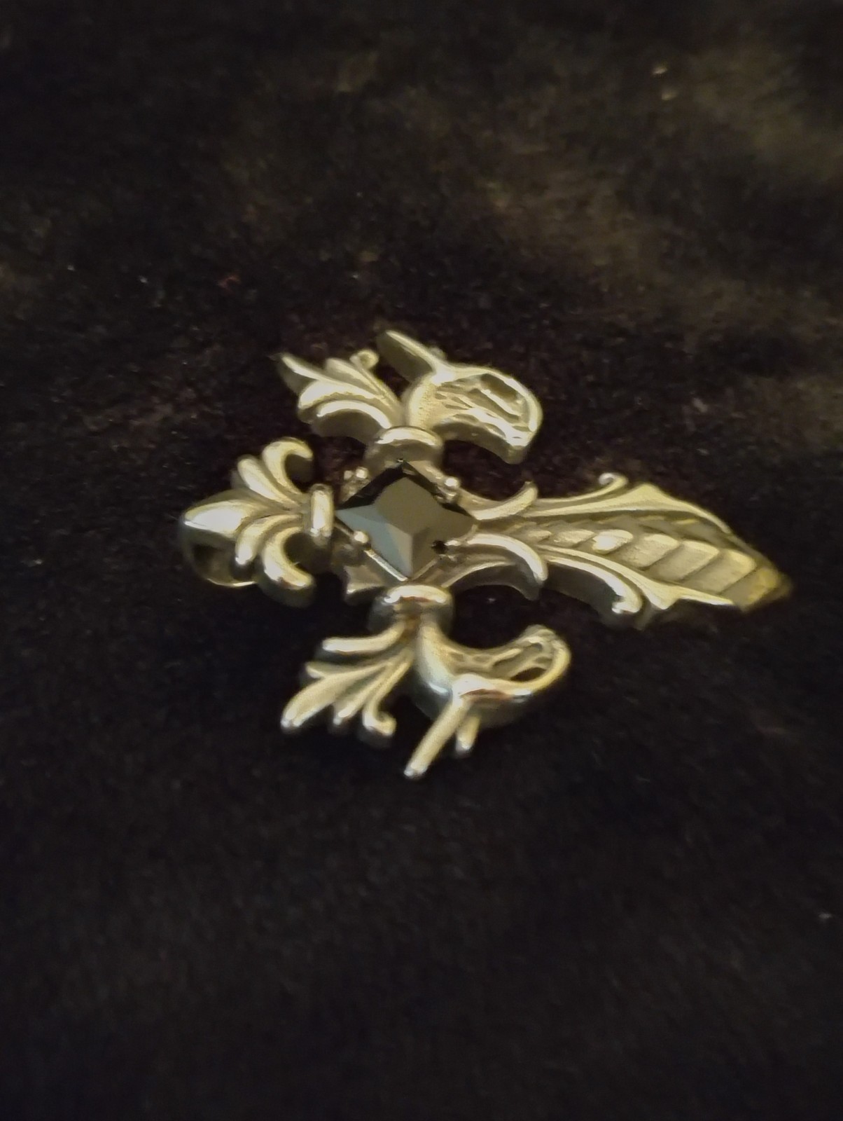 STAINLESS STEEL Silver Tone Pendant w/ Black Onyx Stone. Custom Made In The USA.