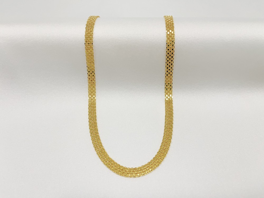 Solid 18K Yellow Gold Bohemian Multi Layer Wide Necklace Chain Gift 8mm 20inch