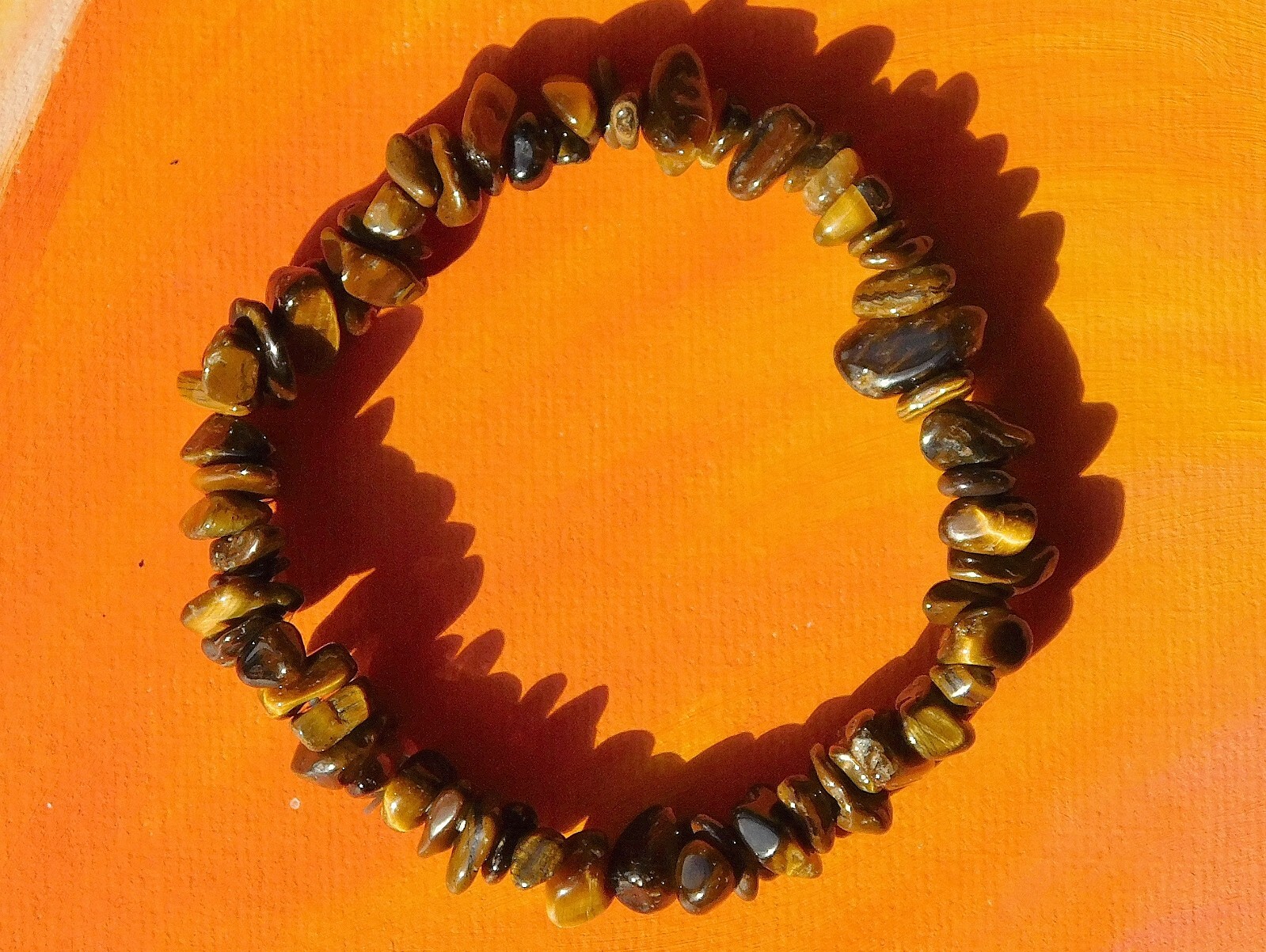 Handmade To Order – Gemstone Chip Beaded Bracelet – Natural Tiger’s Eye.