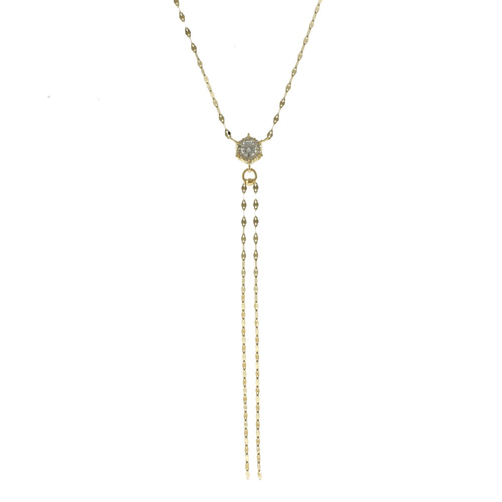 new Necklace K18 yellow gold diamond 0.21ct diamond 0.09ct
