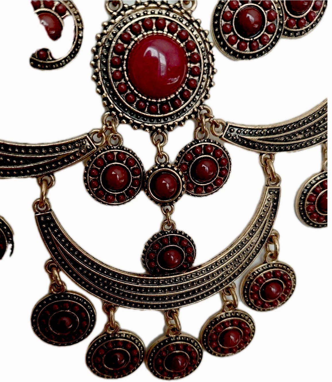 Bohemian Style Statement Necklace_ Gold Tone _ Very Good Used Condition