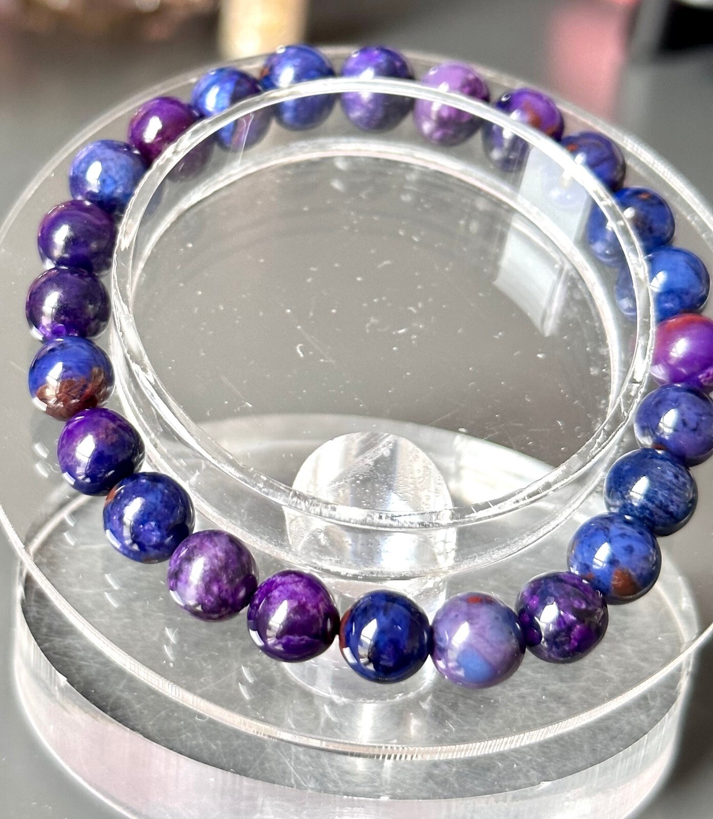 Natural AA purple and blue Sugilite round beads bracelet Healing bracelet Gifts