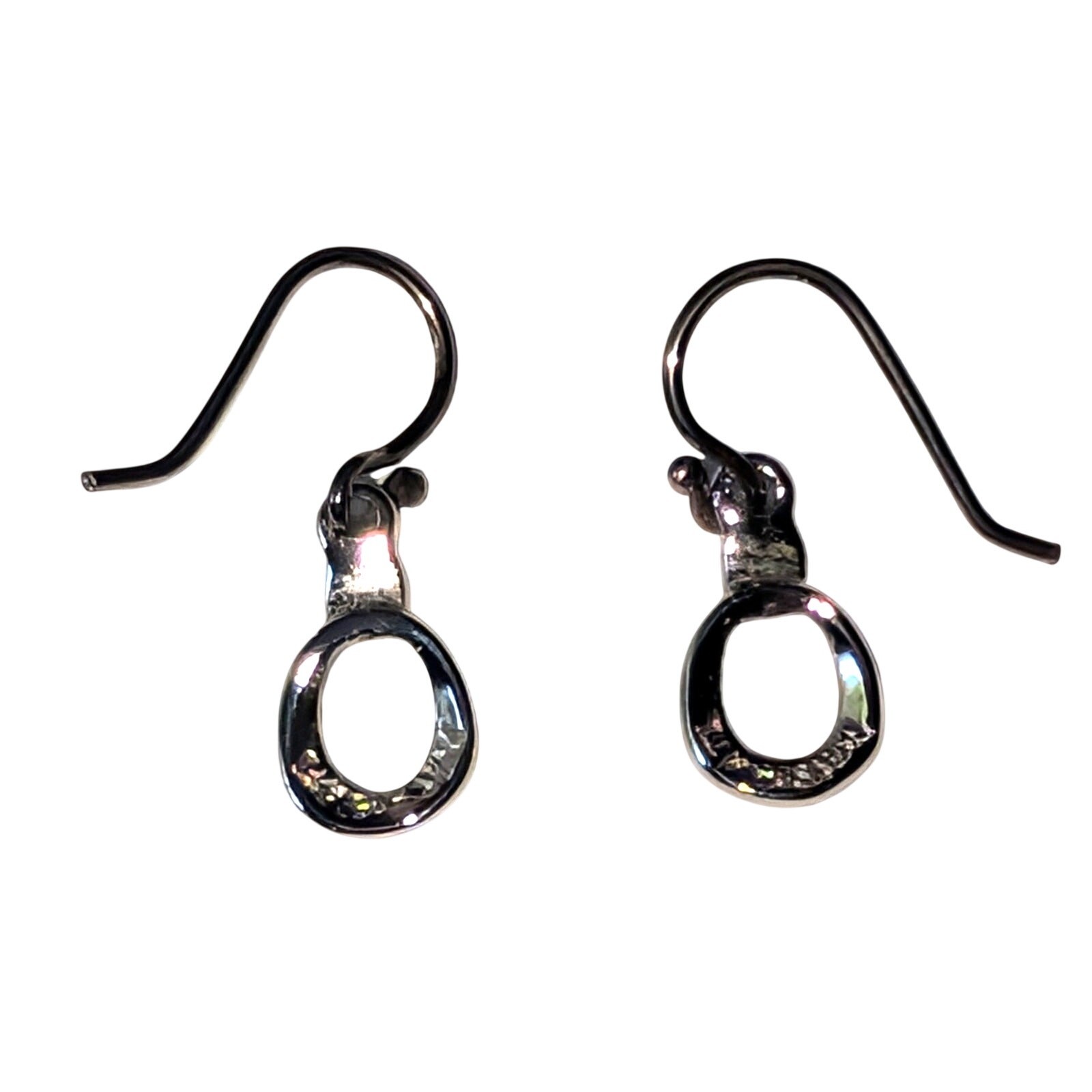 Dainty Sterling Silver Oval Earrings 925 ATI Thai 7/8-inch-long Drop/Dangle