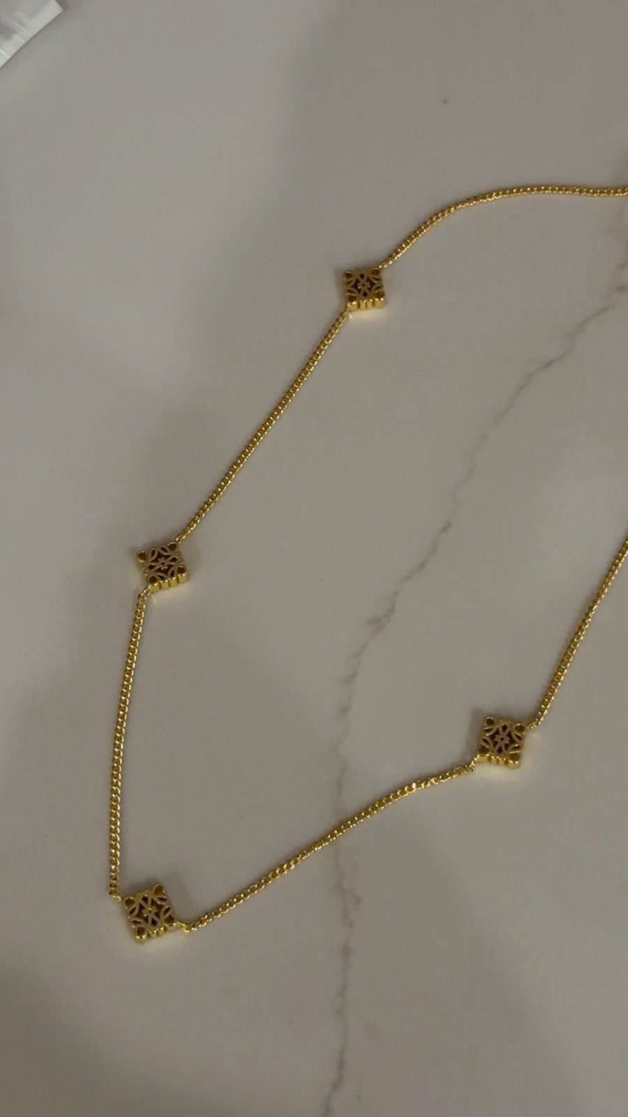 Gold Tone Loewe Chain Necklace Multiple Charms