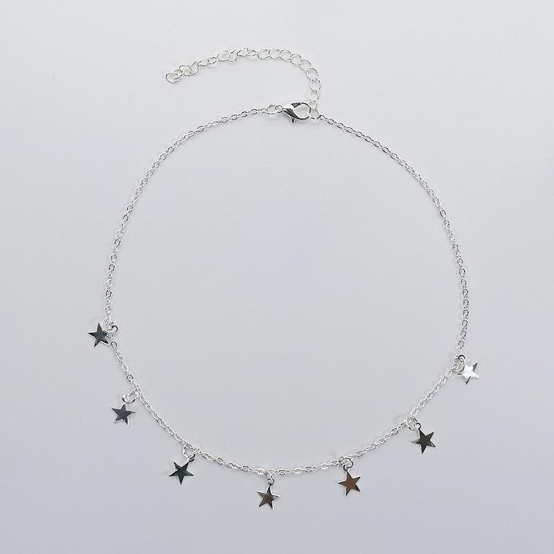 Star Charm Choker Necklace Clavicle Chain Silver Metal Collar Jewelry Gift