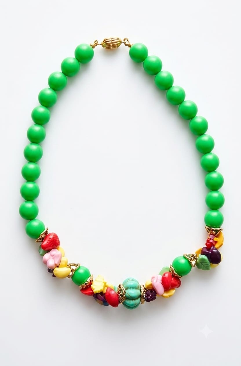 Italian Acrylic Beaded Necklace – Colorful Statement Fun Summer Jewelry
