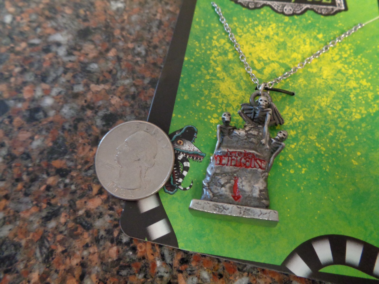 Beetlejuice Tombstone Pendant Necklace Here Lies Betelgeuse Brand New