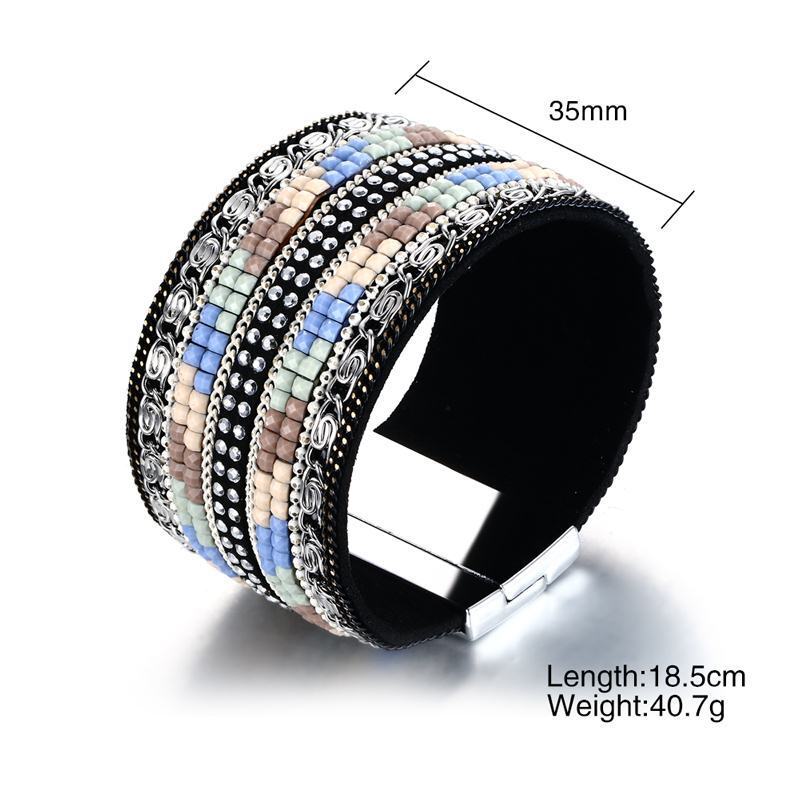 19.5cm Alloy PU Leather Magnet Clasp Band Bohemian Women’s Jewelry Brand New
