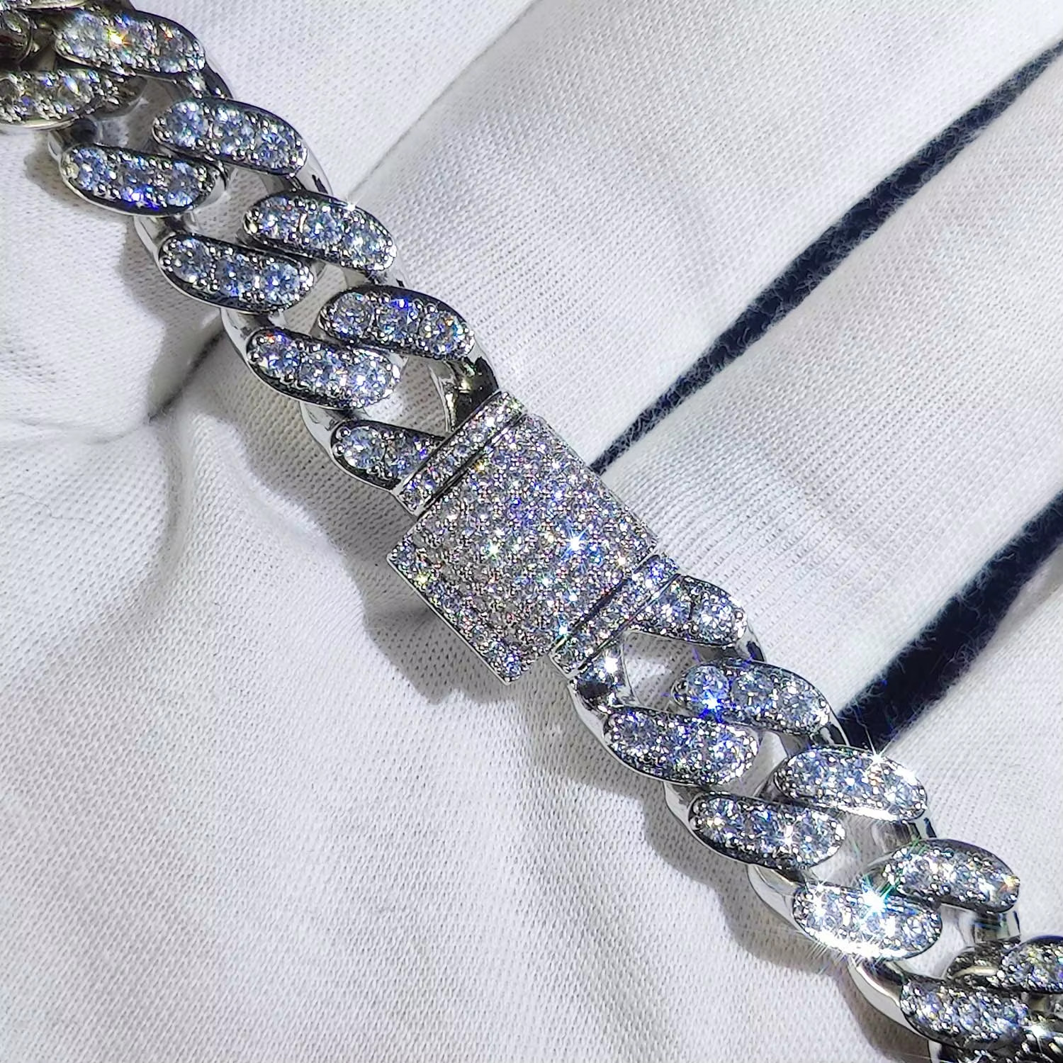 Luxury Jewelry Bling CZ Cuban Link Bracelet Two Row Zircon Copper Miami Cuban Br