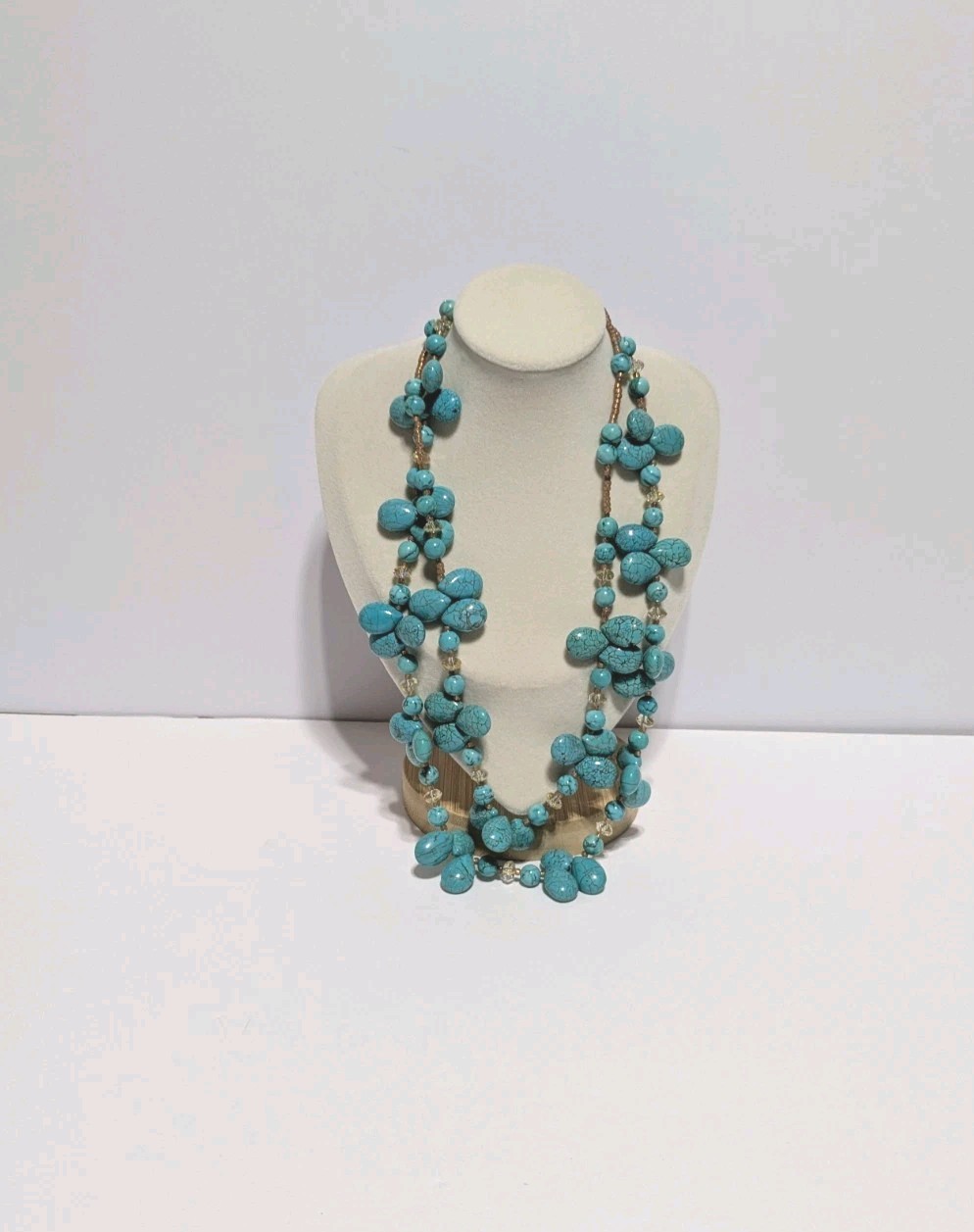 Layered Cluster Howlite Necklace With Multicolor Glass & Acrylic Beads. BOHO
