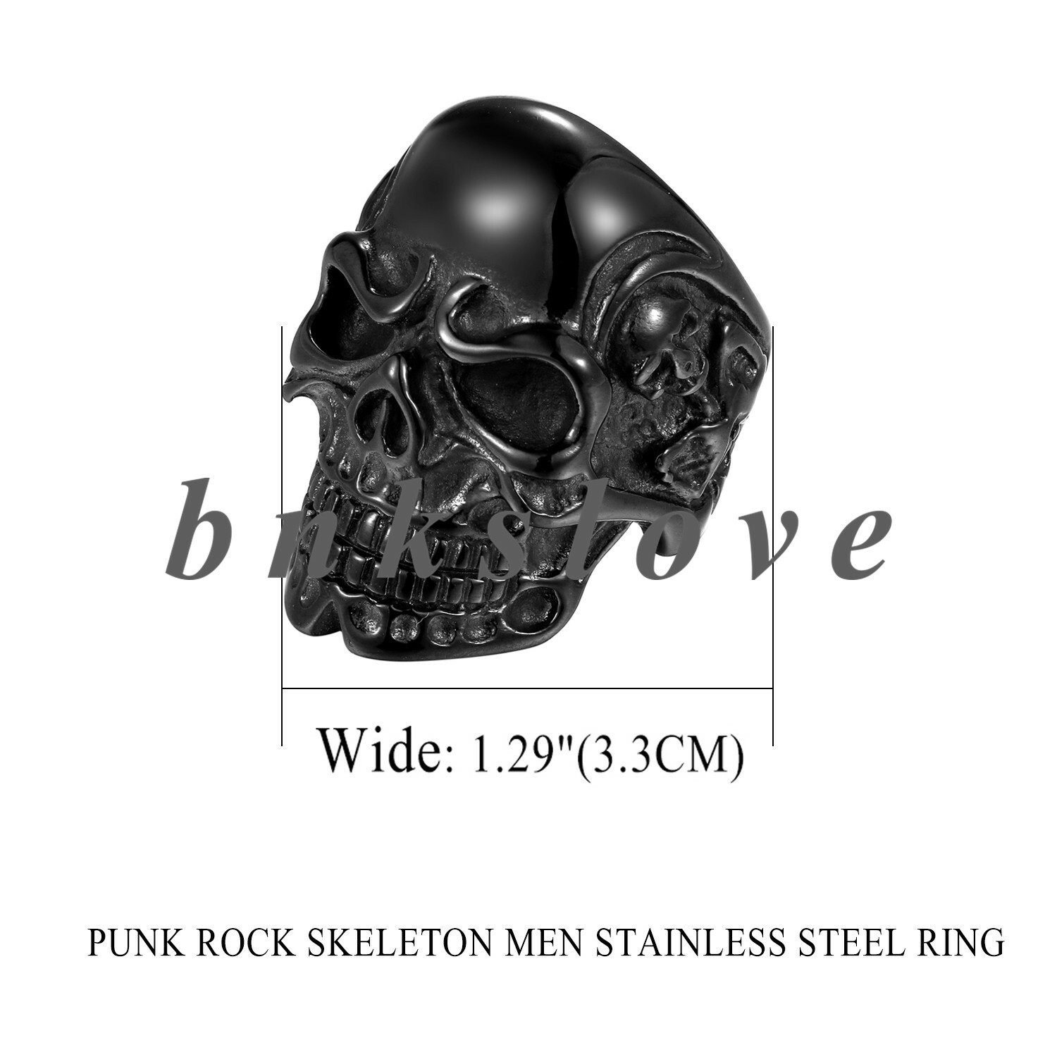 Mens Biker Punk Stainless Steel Vintage Gothic Skull Head Ring Band Size 7-14
