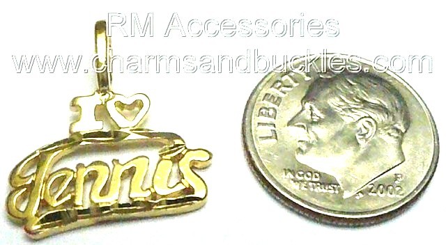 I Love Tennis Charm Sports Pendant EP Gold Plated with a Lifetime Guaranteed