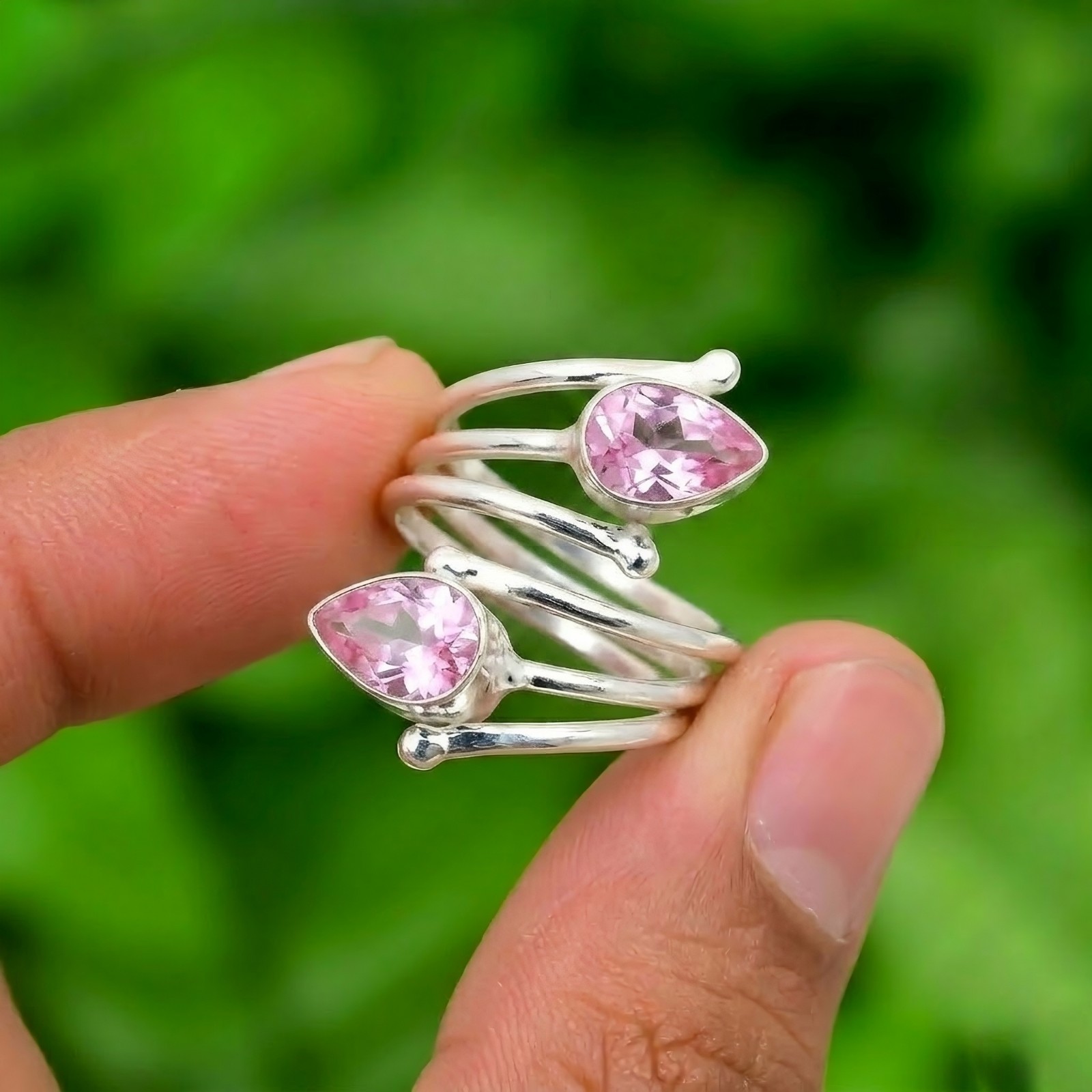 Pink Kunzite Ring 925 Sterling Silver Ring Handmade Gemstone Ring Women’s Ring