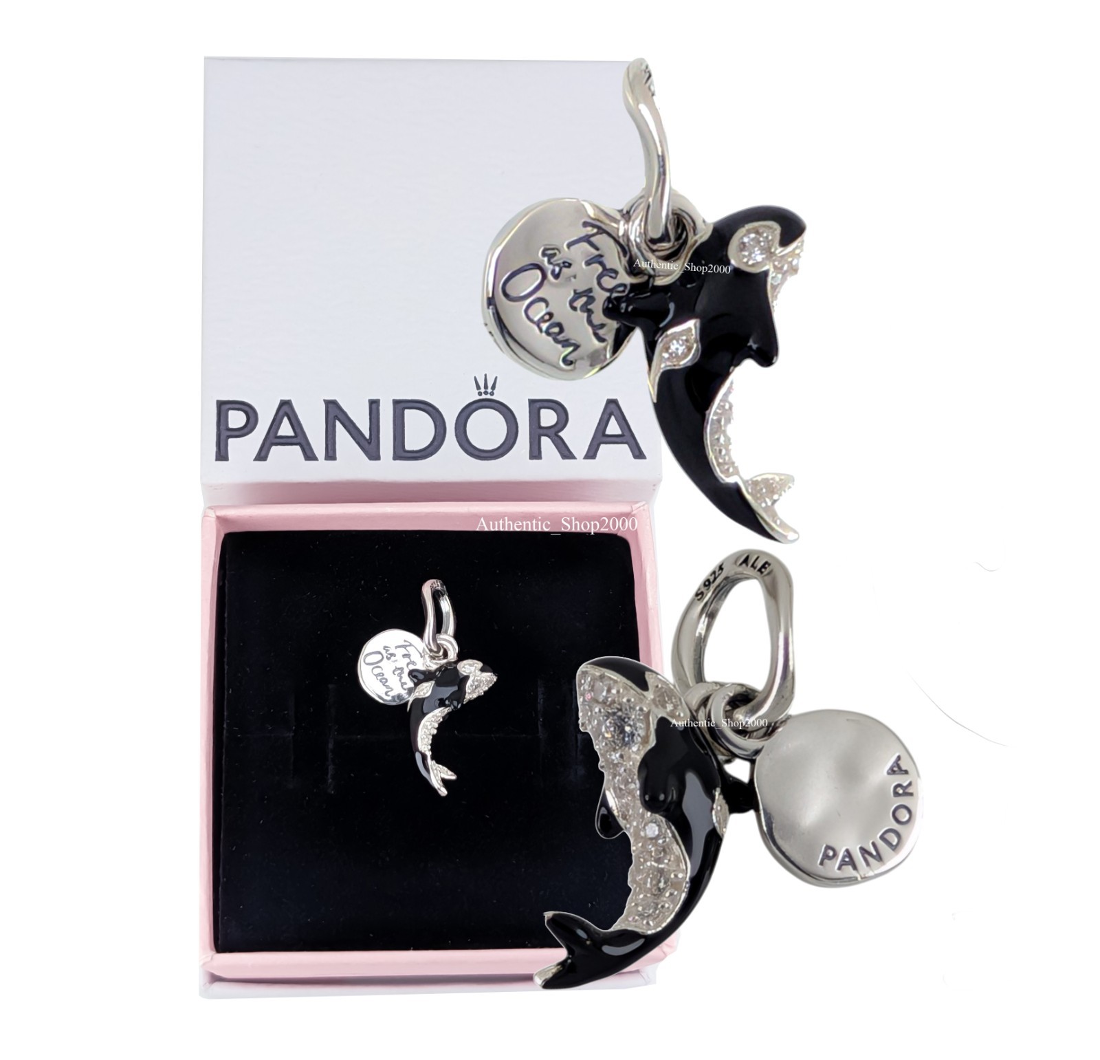 New 100% Authentic PANDORA 925 Ale Free As The Ocean Orca Whale Charm 794683C01