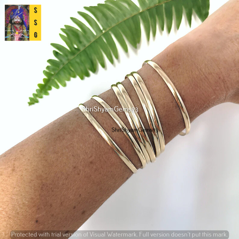 7 Set of Solid Brass Bangle Bracelet, Stacking Bangle Semanario Woman bangle