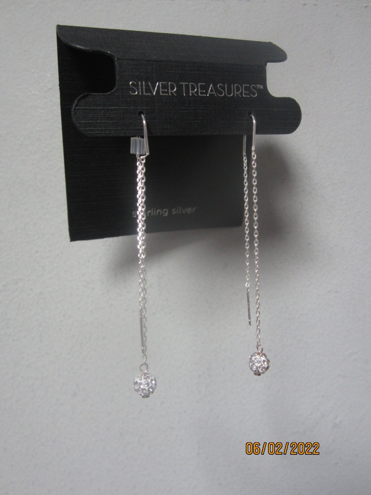 Silver Treasures 1-Pair Genuine Sterling Silver Glitter Ball Drop Earrings