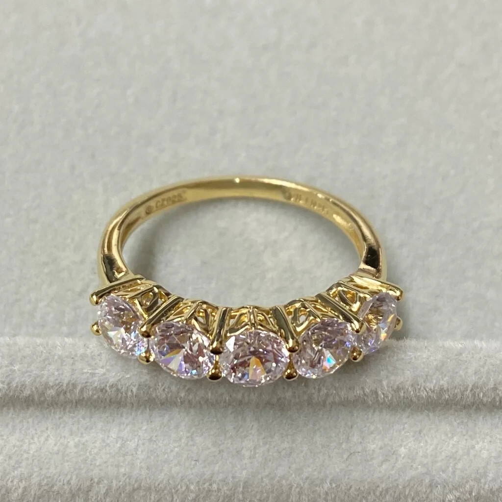 5 Stone Ring 3.00cttw cubic zirconia 14K gold-clad Sterling silver Size 10