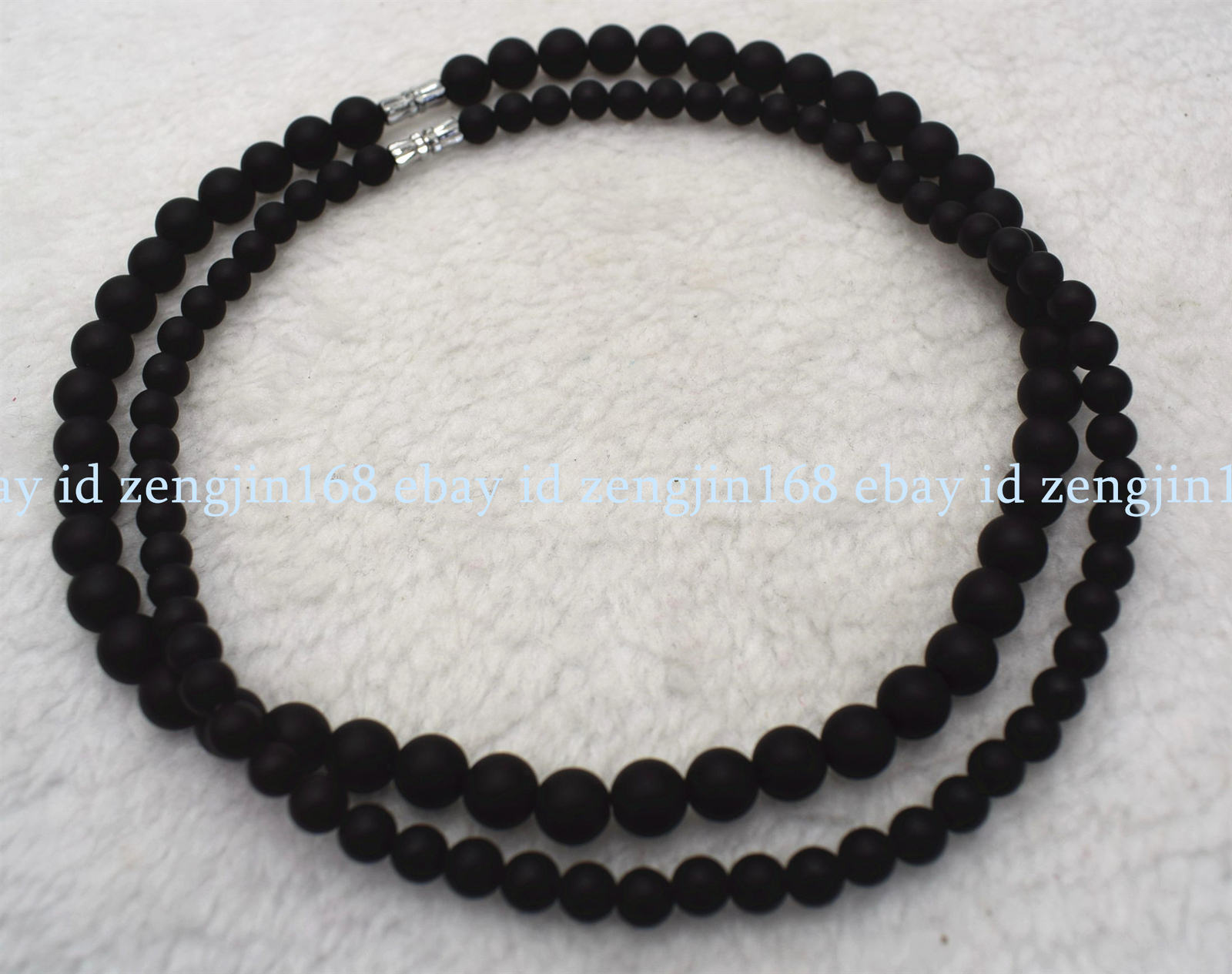 6/8/10mm Matte Black Agate Round Gemstone Beads Necklace 14-48 Inches AAA+