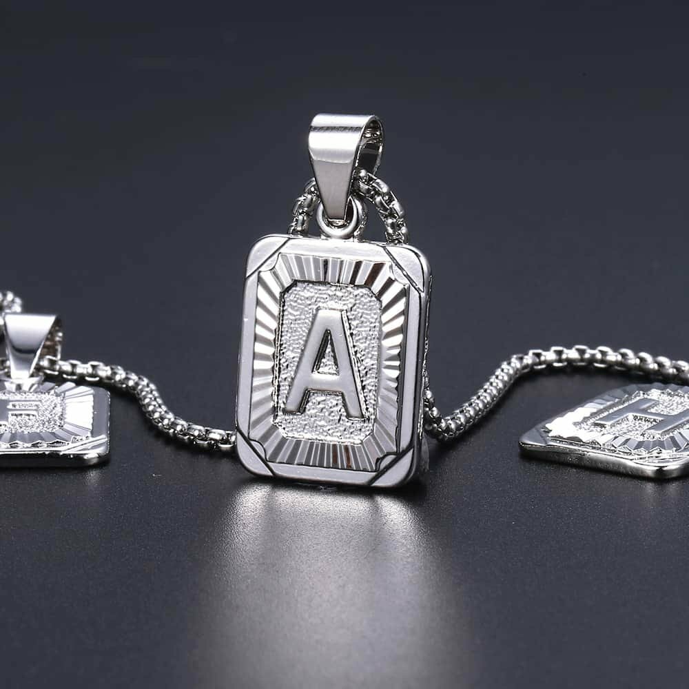 Initial Letter Name Necklace Pendant Gold Plated Stainless Steel Chain Unisex