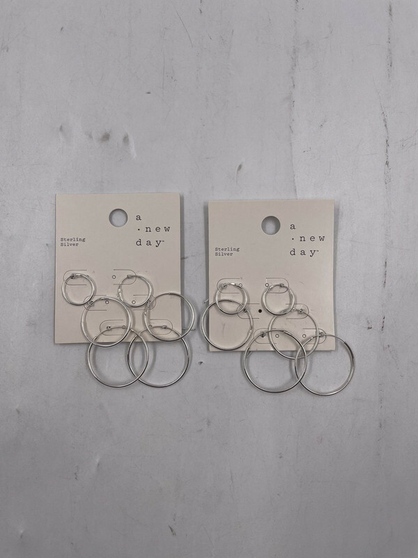 A NEW DAY STERLING SILVER EARRINGS LOT OF 2 3PCS HOOPS F346608-04/20