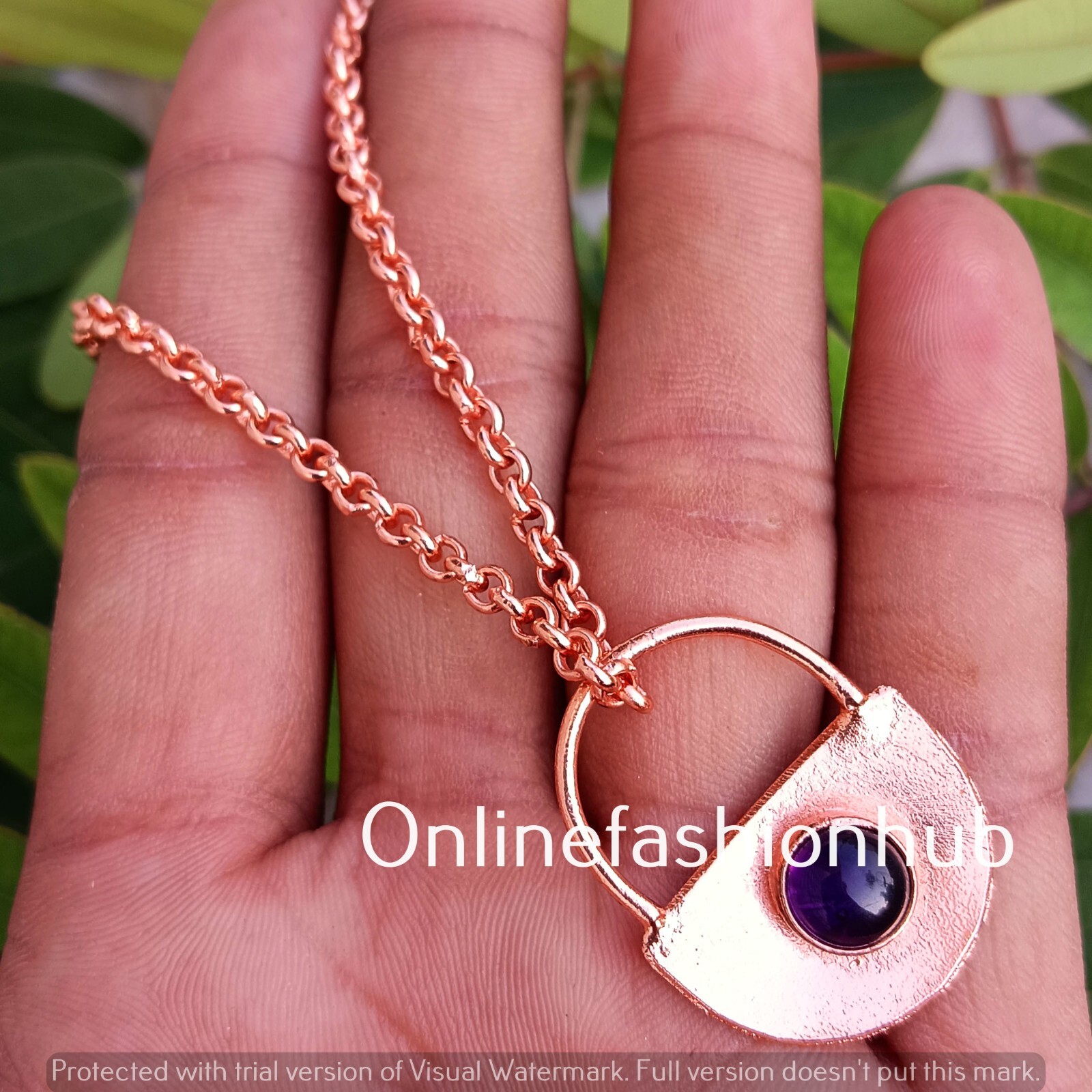 Black Onyx Gemstone Pure Copper Handmade Meditation Lock 1 PC Pendant With Chain