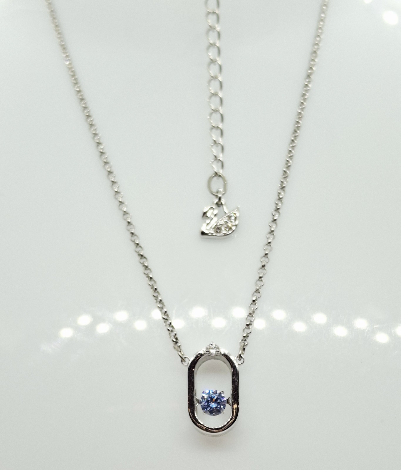SWAROVSKI BLUE DANCING CRYSTAL NORTH NECKLACE 14 INCH WITH EXTENDER