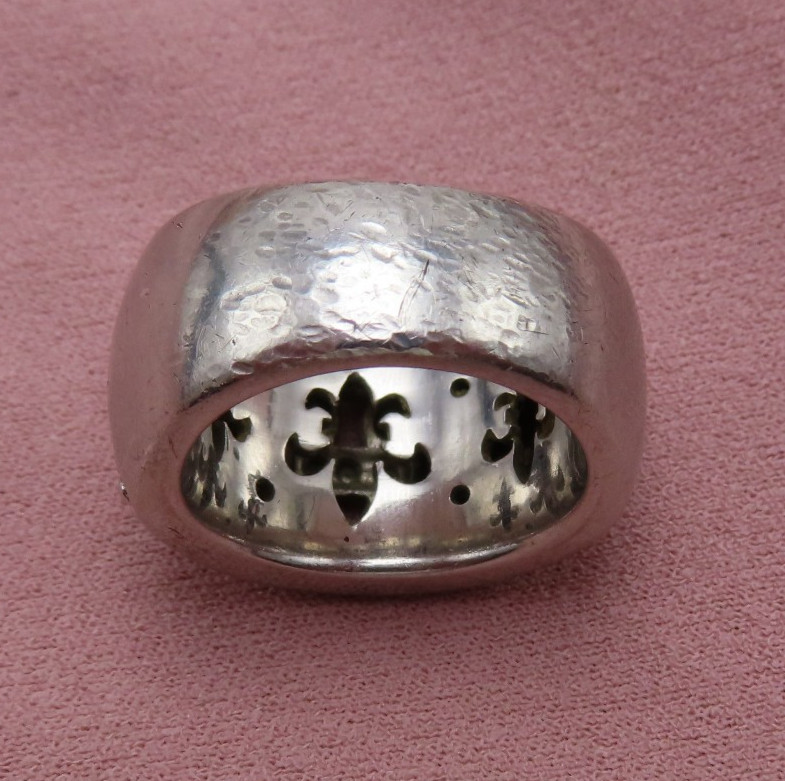 Judith Ripka Sterling Silver Ring Cocktail Clear CZ Crystal Sz 6 Wide Band 919f