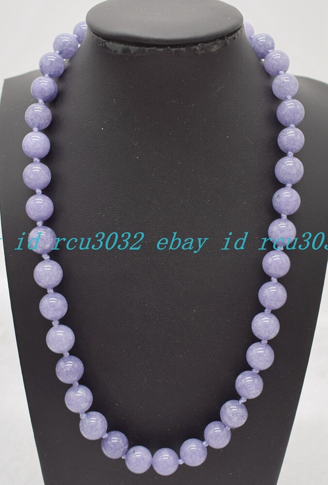 Pretty Natural 10mm Lavender Chalcedony Jade Round Gems Beads Necklace 18-36”