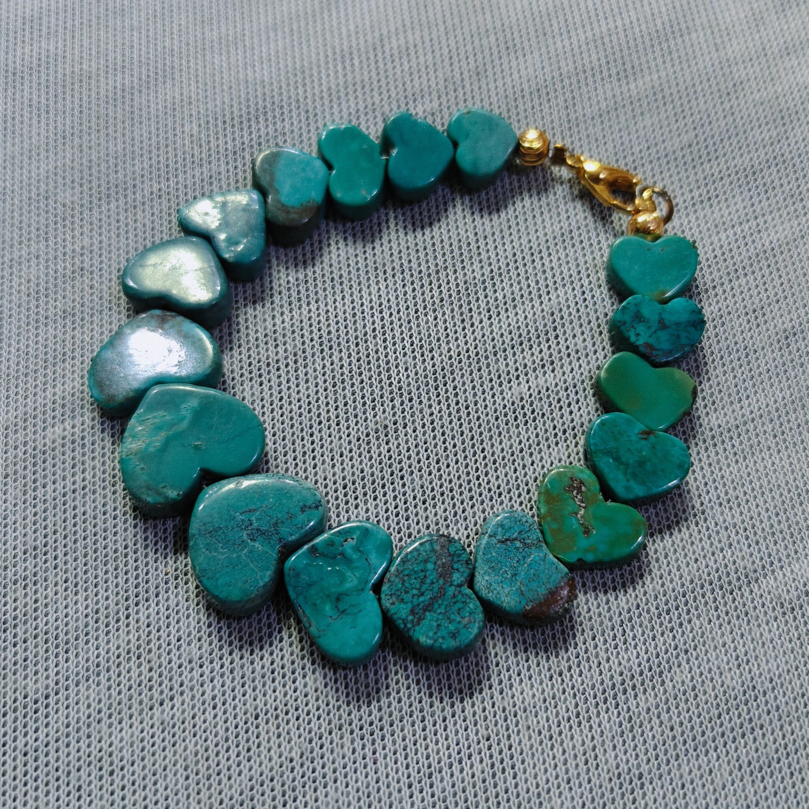 Turquoise Bracelet Gemstone Heart Shape Charm unisex Brass Handmade Jewelry