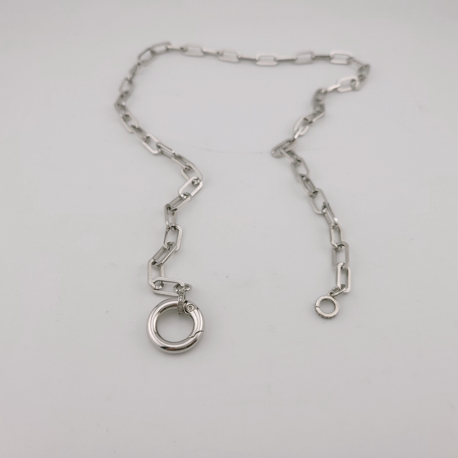 Nickle Plated 925 Sterling Silver Pendant Paper Clip 5.8’mm Chain Necklace