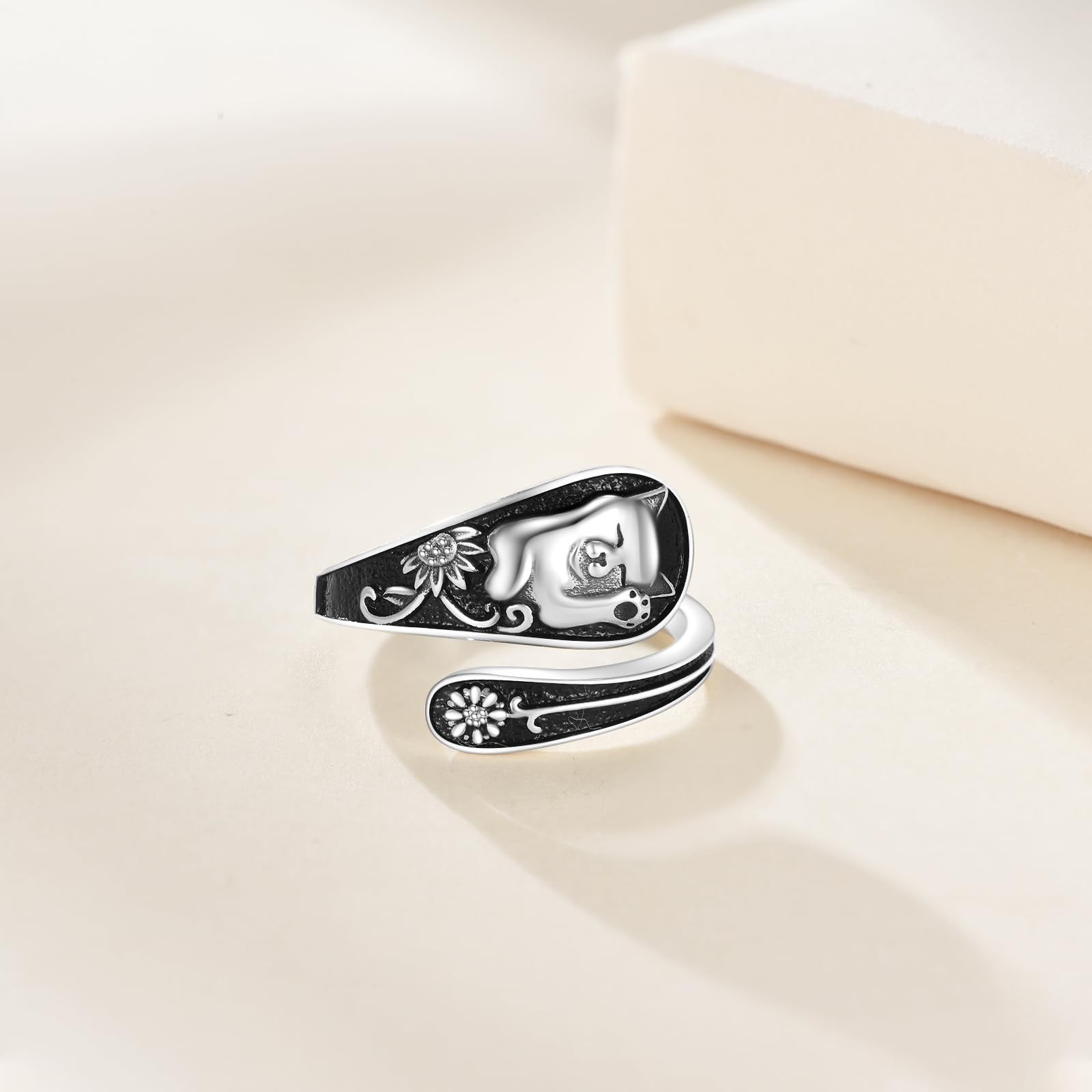 Cat Spoon Ring Sterling Silver Animal Adjustable Ring Cute Cat Jewelry Gifts …