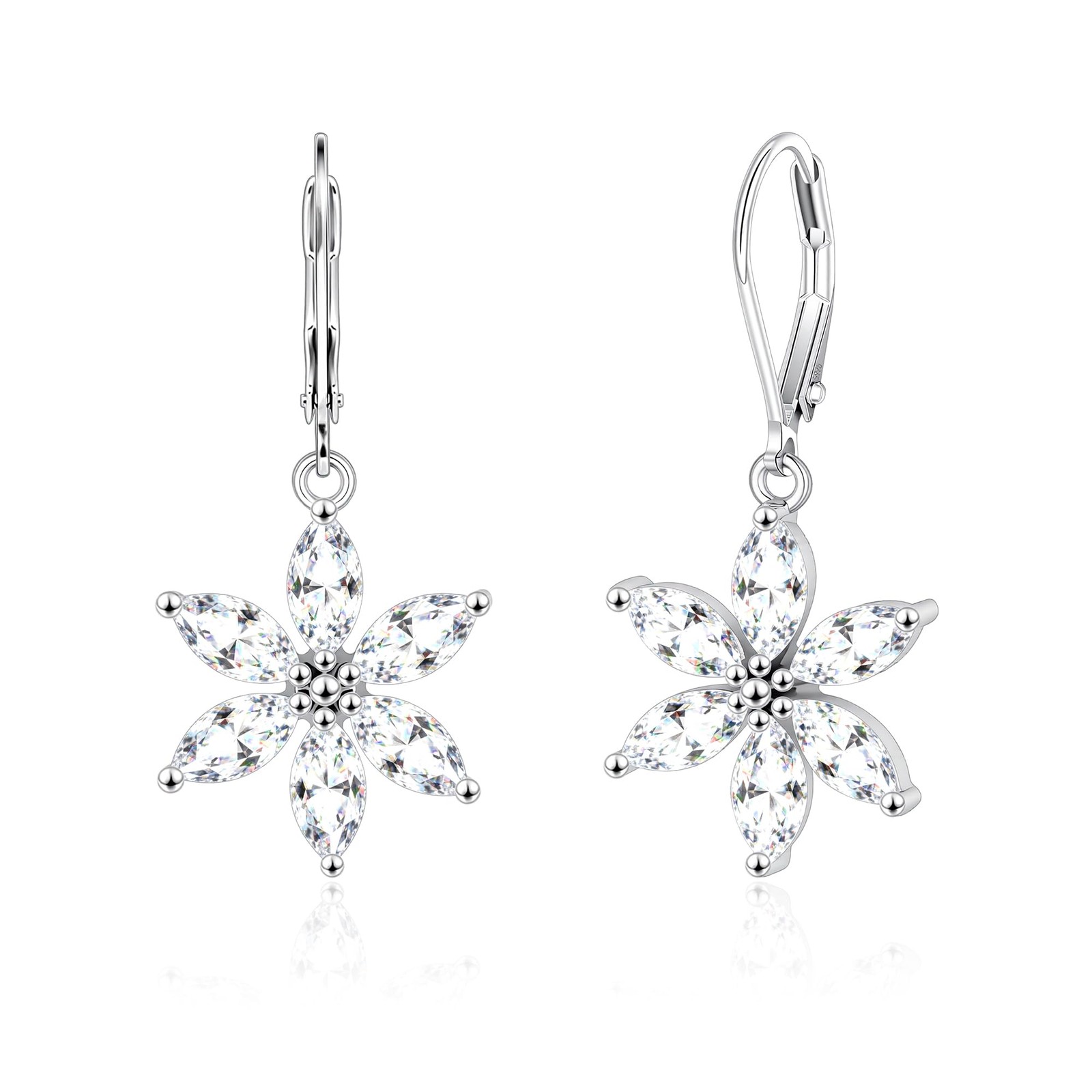 925 Sterling Silver Flower Dangle Earrings for Women, Daisy