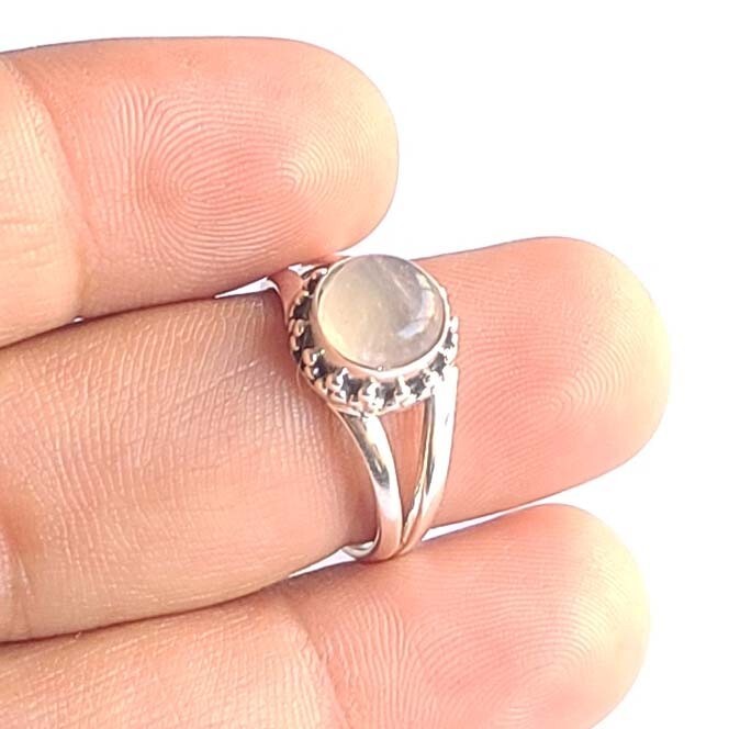 Natural Rose Quartz 925 Sterling Silver Handmade Dainty Ring All Size Available