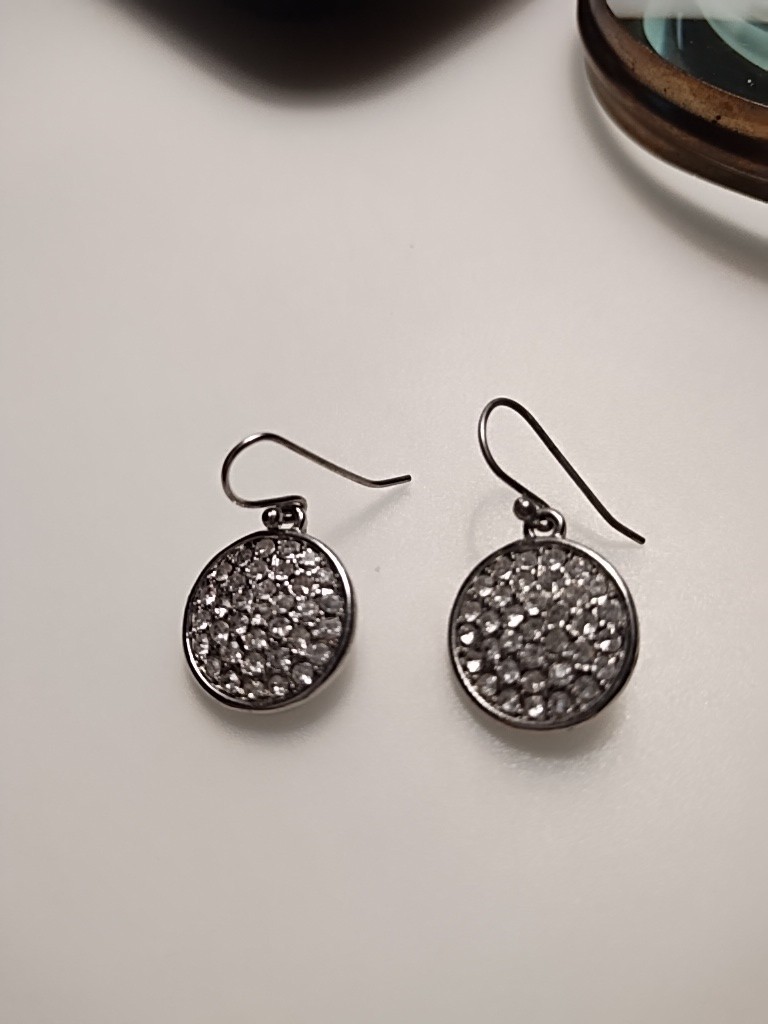 Pendant Style , Silver Plated Rhinestone Circle Earrings