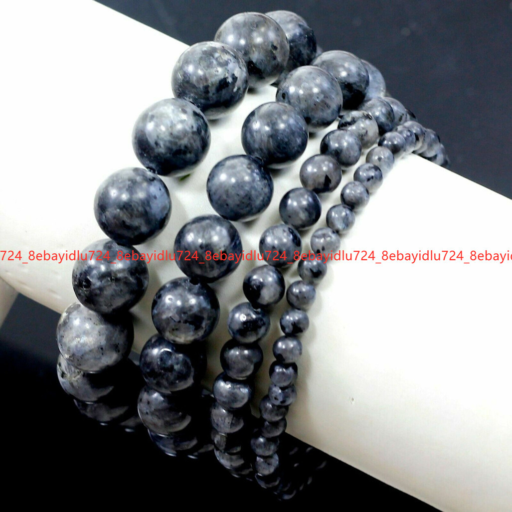 Natural 6/8/10/12mm Black Labradorite Round Gemstone Beads Stretch Bracelet 7.5″