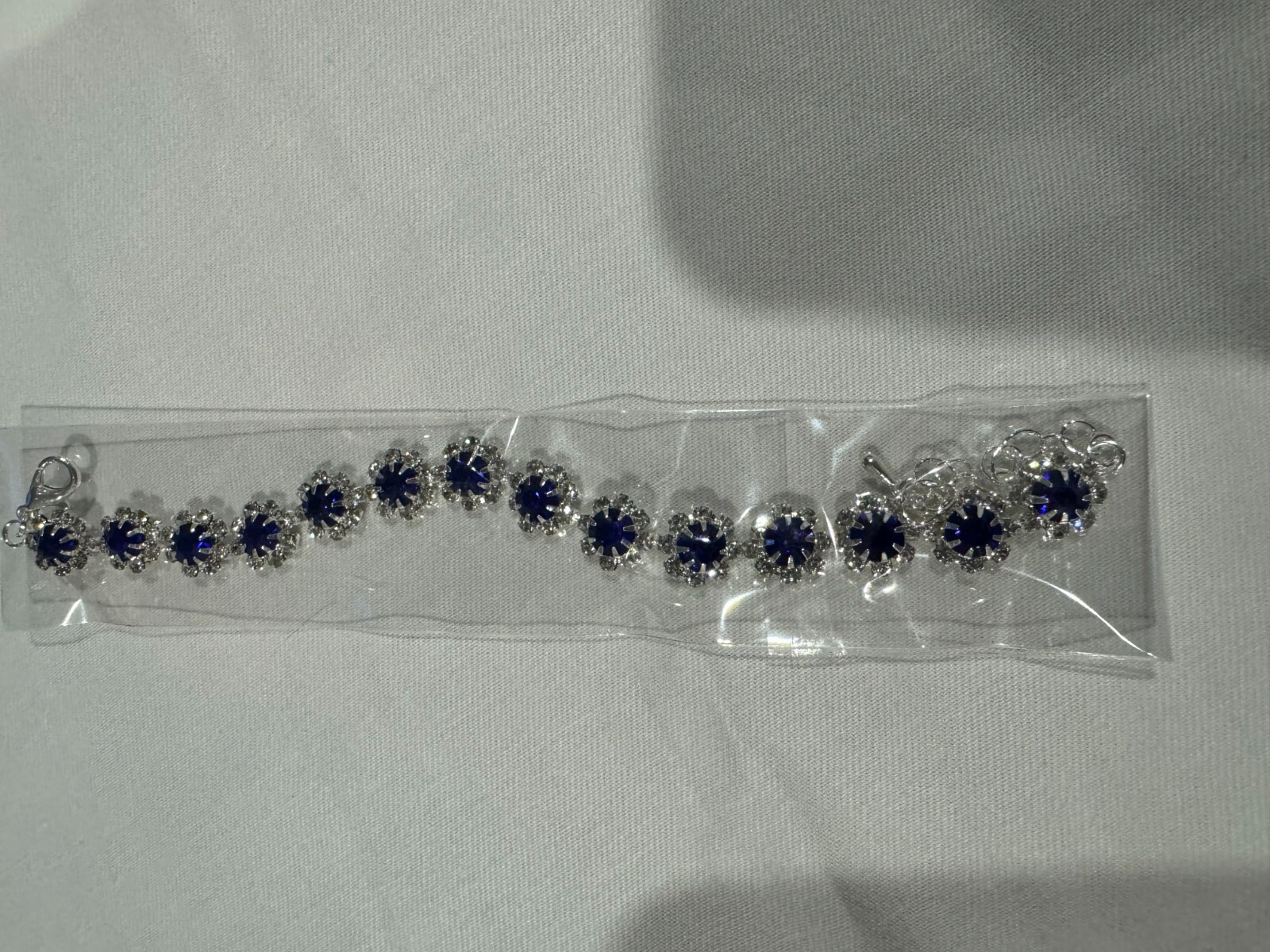 Crystal Necklace Earrings & Bracelet Jewelry Set Blue