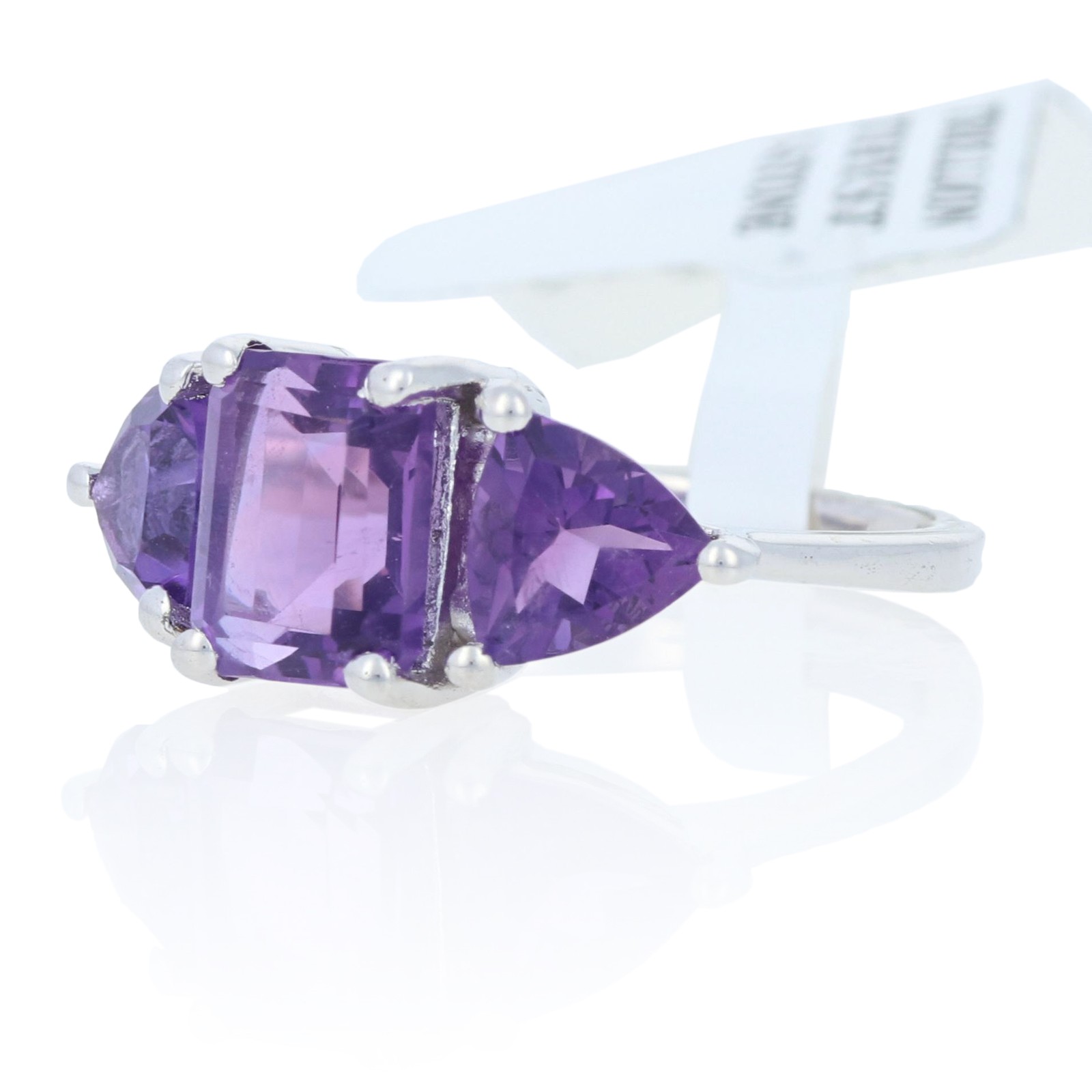 Sterling Silver Amethyst Ring – 925 Emerald & Trillion Cut 2.50ctw
