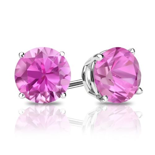 1 Ct Pink Simulated Diamond Women’s Stud Earrings Solid Silver 14k Gold Plated
