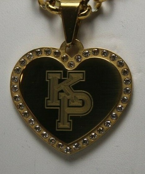 USMMA US MERCHANT MARINE ACADEMY GOLD TONE BLING HEART STAINLESS STEEL ROLO KP