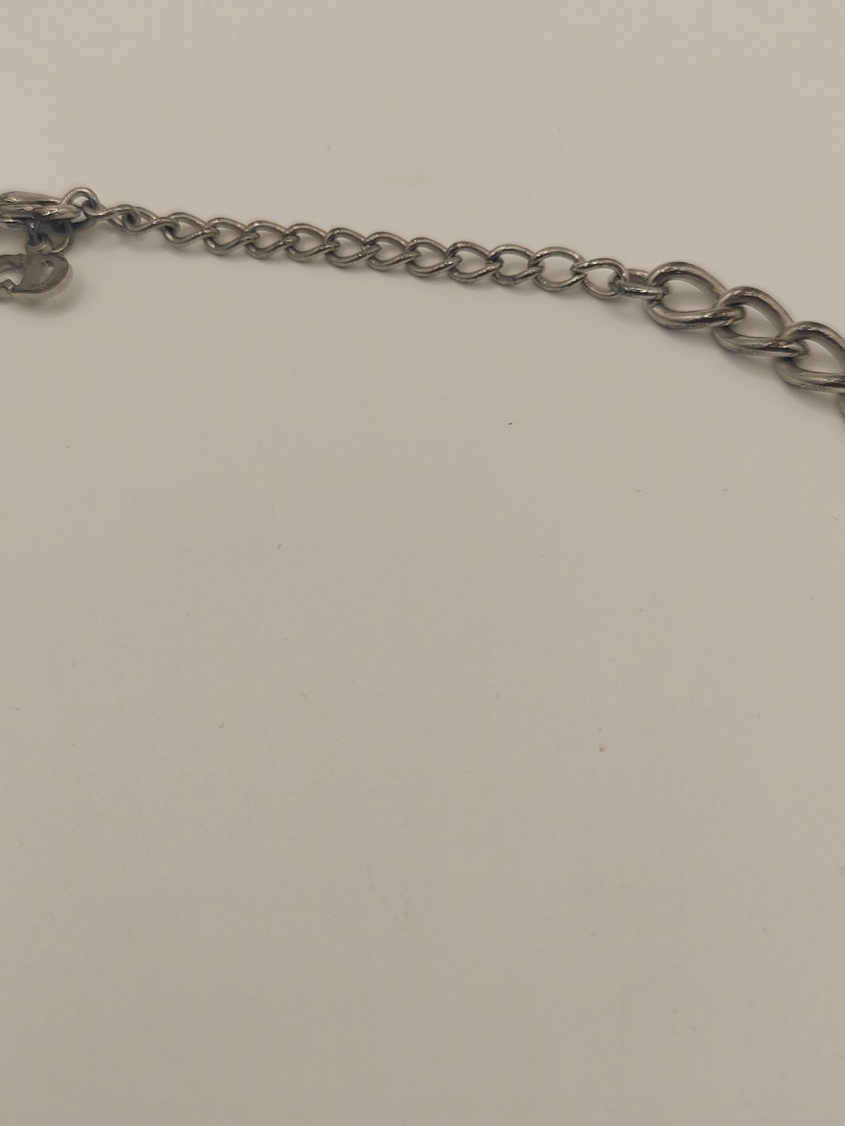 Authentic Christian Dior CD Logo Chain Necklace Silver Tone 15-17” Adjustable