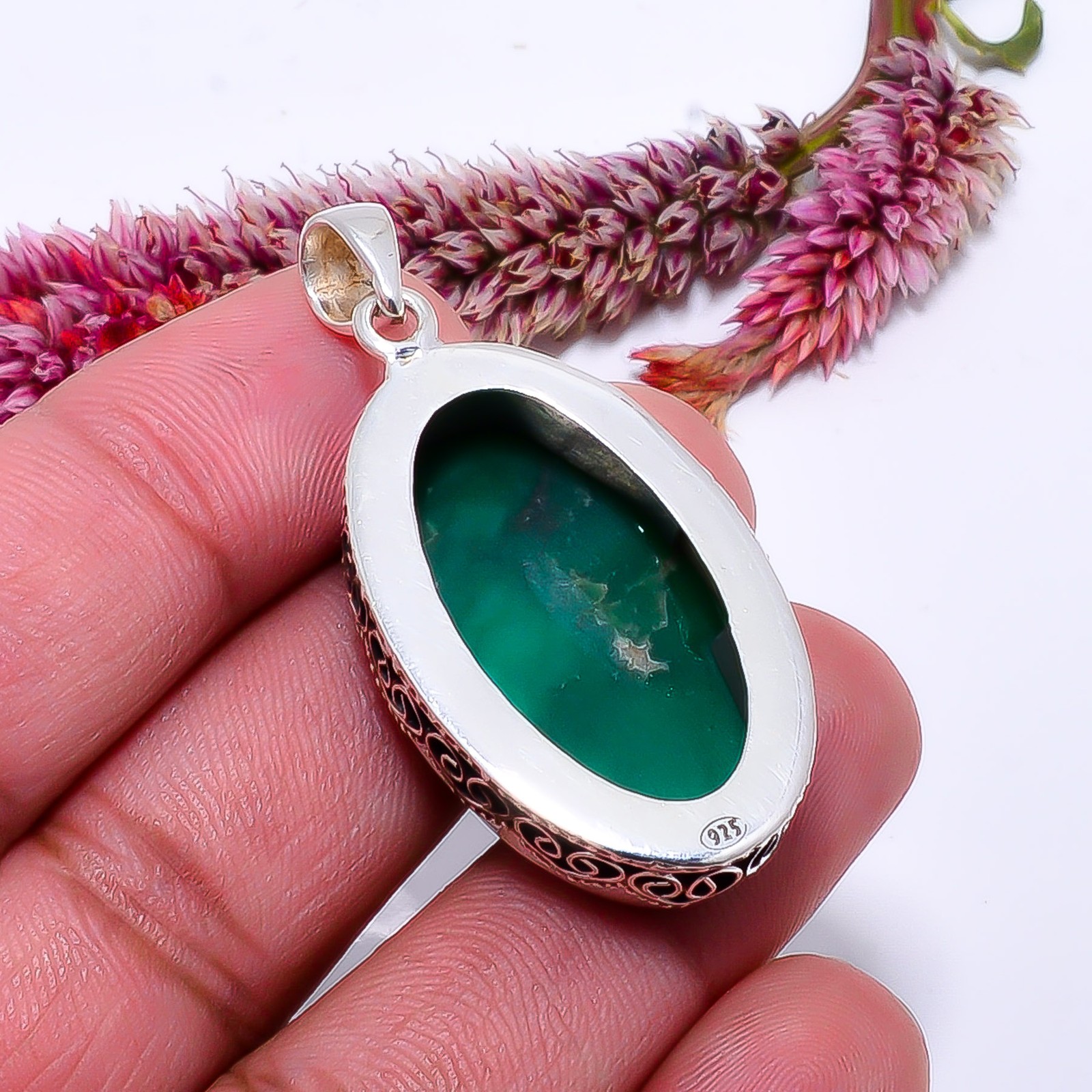 Variscite – Green Turquoise Fine Art 925 Sterling Silver Pendant 1.79″ P67114234