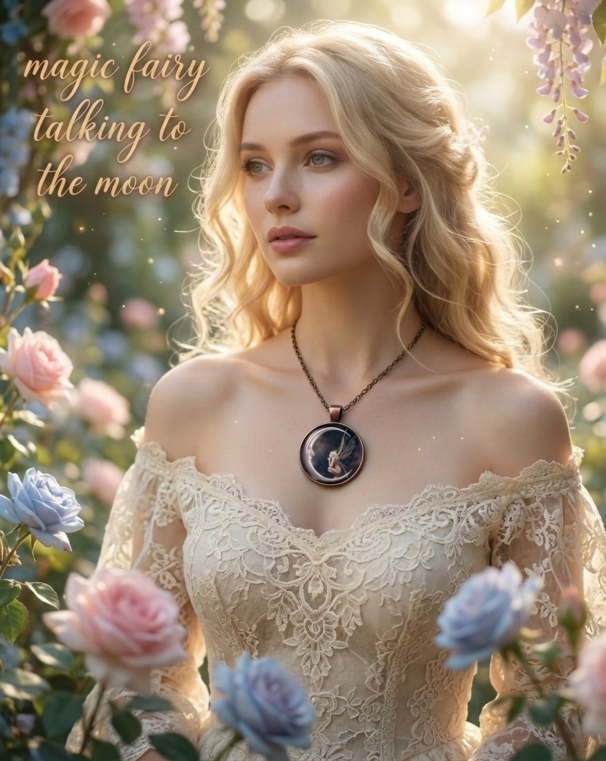 FAIRY DREAM HALF MOON CELESTIAL 20″ NECKLACE SHIPPED FROM THE USA🇺🇸
