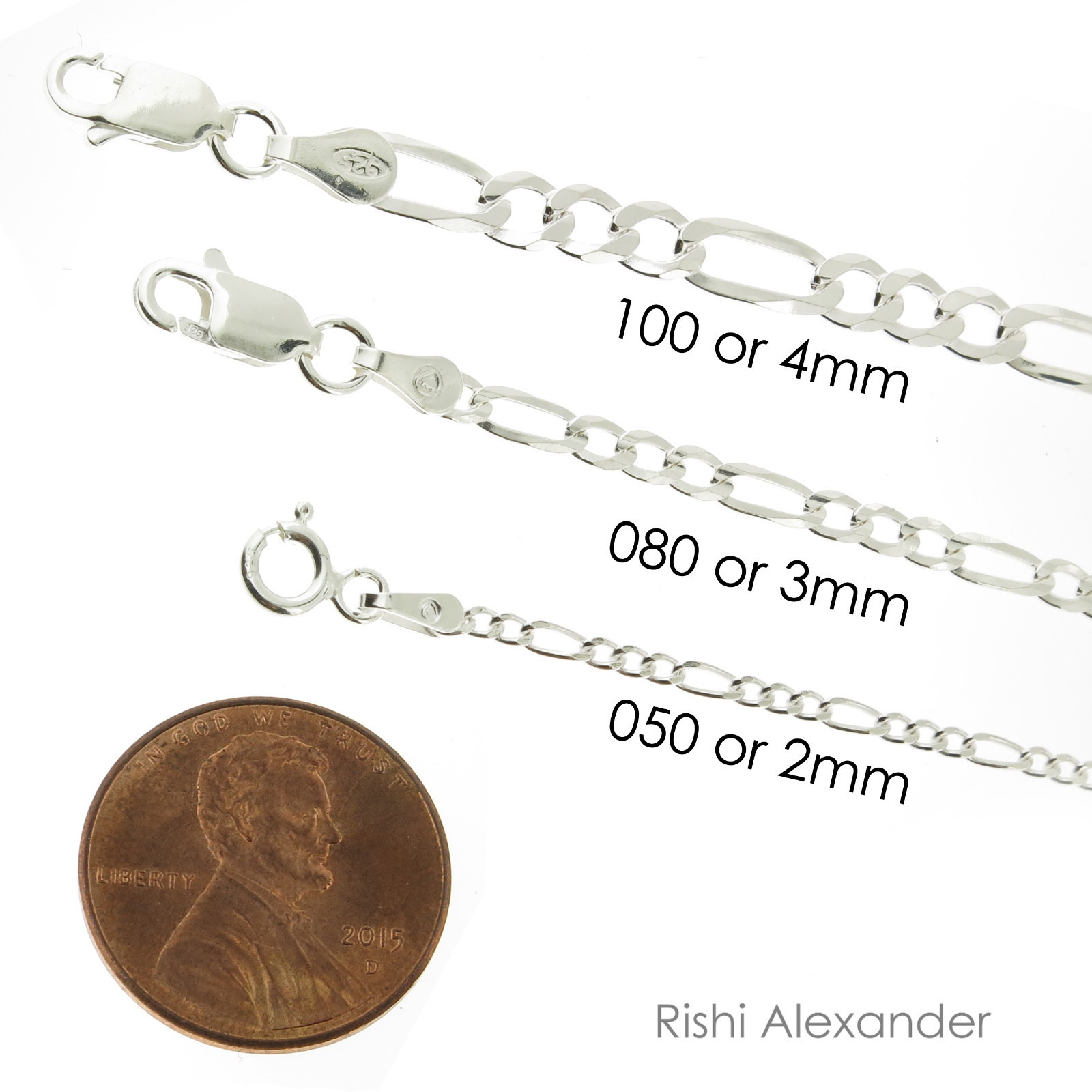 925 Sterling Silver Figaro Link Anklet Stamped .925 Italy All Sizes