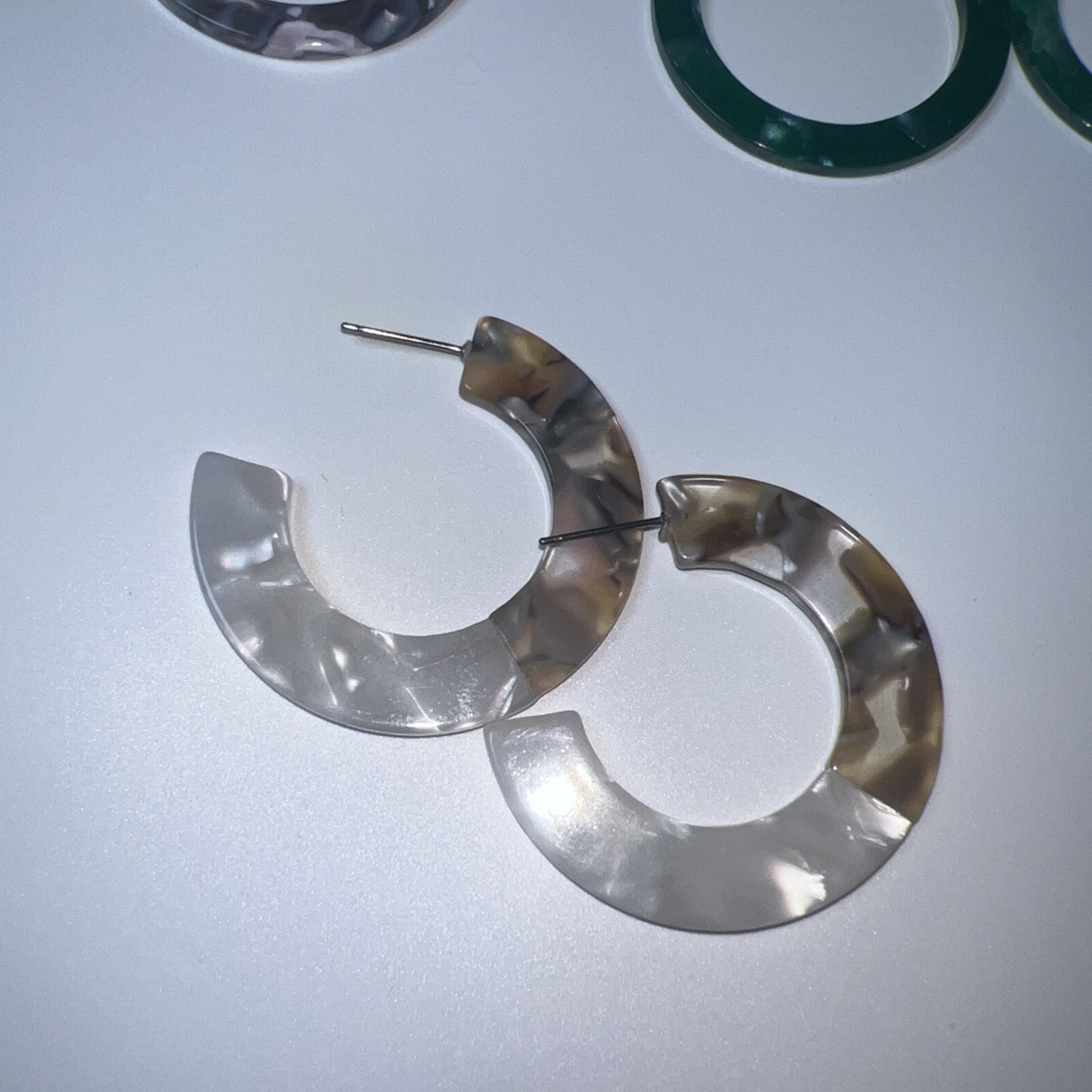 10 Pairs Resin Acrylic Statement Earrings Hoop Circle Oval Marbled Mixed Lot