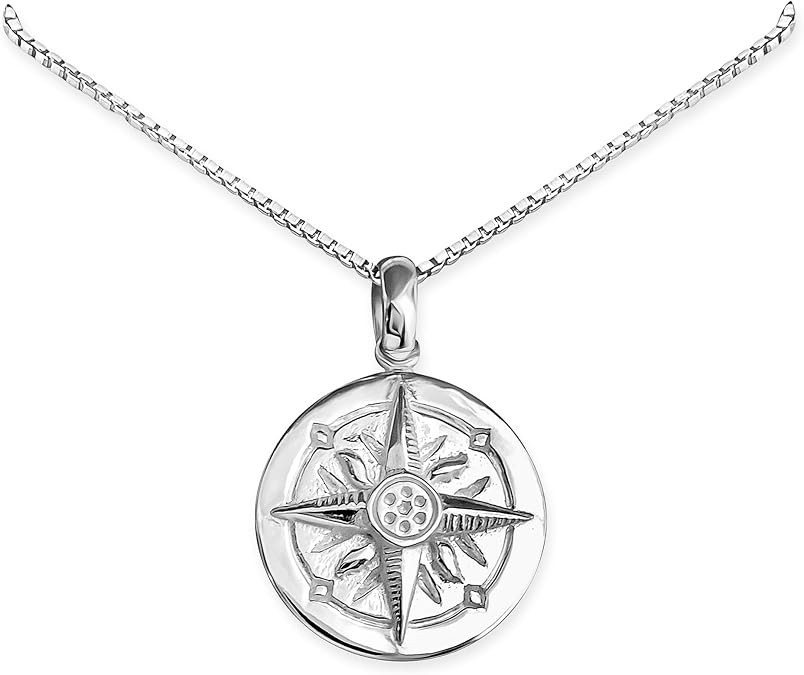 925 STerling Silver North Star Compass Pendant Necklace 18″ Gift for Women