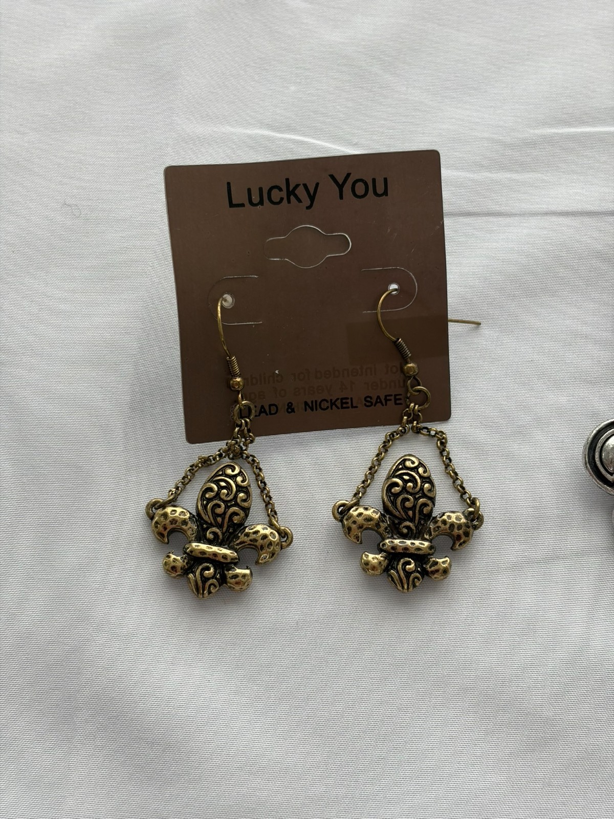 Lot of 6 Fleur De Lis Earrings NWT Silver Bronze Dangle Rhinestone Mixed Styles